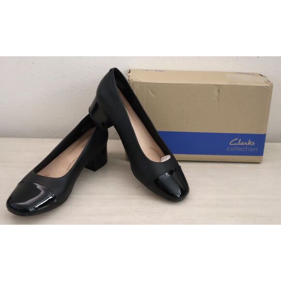 Clarks 26153413 WMN Sz 8.5W Black Leather/Synthetic Combo Marilyn Sara Pumps - Picture 1 of 13